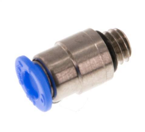 4mm x M 6 Push-in Fitting with Male Threads Brass/POM NBR Inner Hexagon Compact Design [2 Pieces]