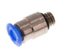 4mm x M 6 Push-in Fitting with Male Threads Brass/POM NBR Inner Hexagon Compact Design [2 Pieces]