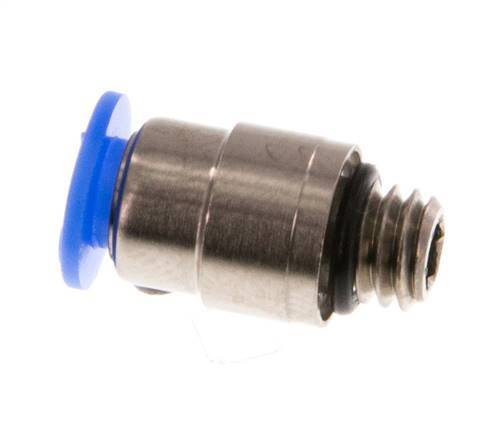 4mm x M 6 Push-in Fitting with Male Threads Brass/POM NBR Inner Hexagon Compact Design [2 Pieces]