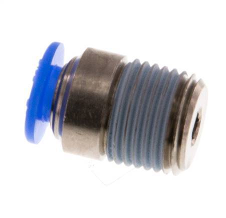 4mm x R1/8'' Push-in Fitting with Male Threads Brass/POM NBR Inner Hexagon Compact Design [5 Pieces]