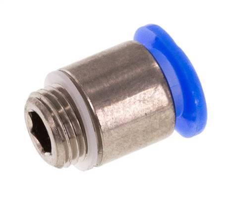 6mm x M 8 x 0.75 Push-in Fitting with Male Threads Brass/POM NBR Inner Hexagon Compact Design [5 Pieces]