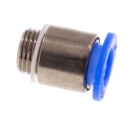 6mm x M 8 x 0.75 Push-in Fitting with Male Threads Brass/POM NBR Inner Hexagon Compact Design [5 Pieces]