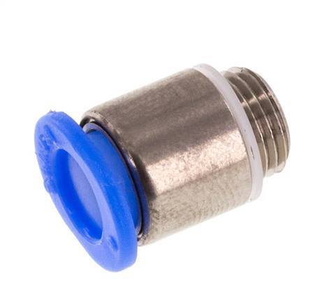 6mm x M 8 x 0.75 Push-in Fitting with Male Threads Brass/POM NBR Inner Hexagon Compact Design [5 Pieces]