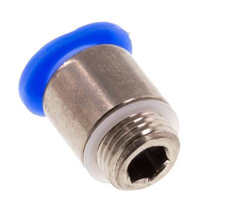 6mm x M 8 x 0.75 Push-in Fitting with Male Threads Brass/POM NBR Inner Hexagon Compact Design [5 Pieces]