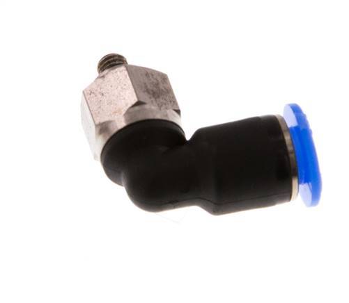 4mm x M 3 90deg Elbow Push-in Fitting with Male Threads Steel/PBT NBR Short Sleeve Rotatable Compact Design [2 Pieces]