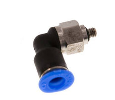 4mm x M 3 90deg Elbow Push-in Fitting with Male Threads Steel/PBT NBR Short Sleeve Rotatable Compact Design [2 Pieces]