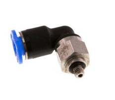 4mm x M 3 90deg Elbow Push-in Fitting with Male Threads Steel/PBT NBR Short Sleeve Rotatable Compact Design [2 Pieces]