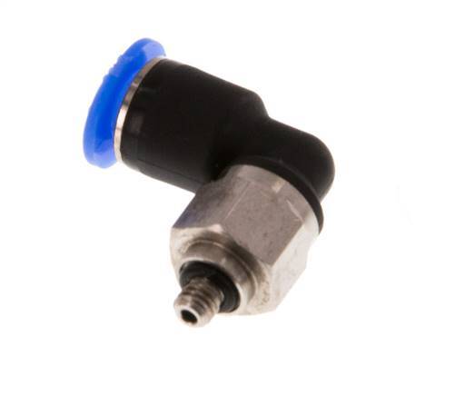 4mm x M 3 90deg Elbow Push-in Fitting with Male Threads Steel/PBT NBR Short Sleeve Rotatable Compact Design [2 Pieces]