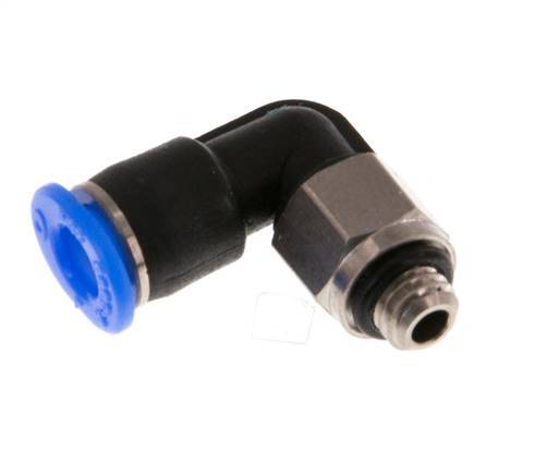 4mm x M 5 90deg Elbow Push-in Fitting with Male Threads Brass/PBT NBR Short Sleeve Rotatable Compact Design [2 Pieces]