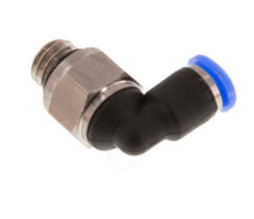 3mm x M 6 90deg Elbow Push-in Fitting with Male Threads Brass/PBT NBR Short Sleeve Rotatable Compact Design [2 Pieces]