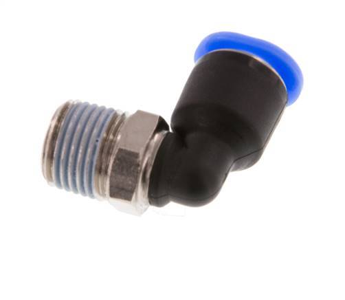 6mm x R1/8'' 90deg Elbow Push-in Fitting with Male Threads Brass/PBT NBR Short Sleeve Rotatable Compact Design [2 Pieces]