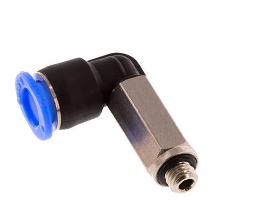6mm x M 5 90deg Elbow Push-in Fitting with Male Threads Brass/PBT NBR Long Sleeve Rotatable Compact Design [2 Pieces]