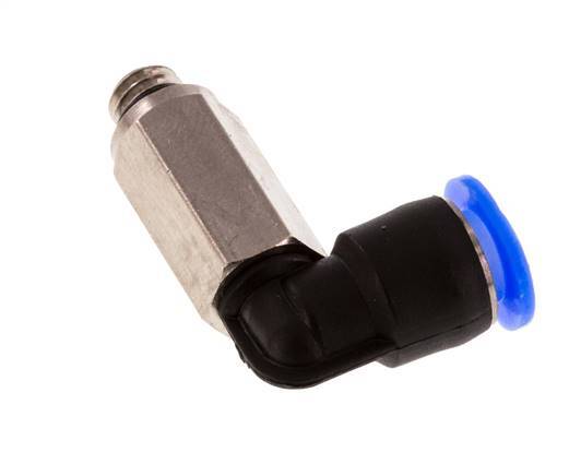 6mm x M 6 90deg Elbow Push-in Fitting with Male Threads Brass/PBT NBR Long Sleeve Rotatable Compact Design [2 Pieces]