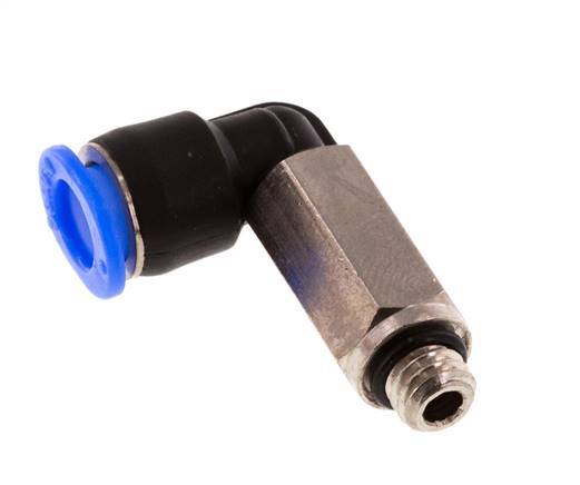 6mm x M 6 90deg Elbow Push-in Fitting with Male Threads Brass/PBT NBR Long Sleeve Rotatable Compact Design [2 Pieces]