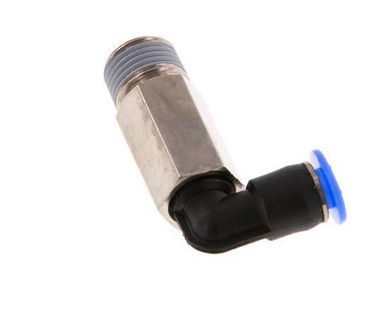 4mm x R1/8'' 90deg Elbow Push-in Fitting with Male Threads Brass/PBT NBR Long Sleeve Rotatable Compact Design [2 Pieces]