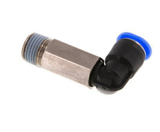 6mm x R1/8'' 90deg Elbow Push-in Fitting with Male Threads Brass/PBT NBR Long Sleeve Rotatable Compact Design [2 Pieces]