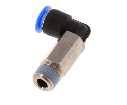 6mm x R1/8'' 90deg Elbow Push-in Fitting with Male Threads Brass/PBT NBR Long Sleeve Rotatable Compact Design [2 Pieces]