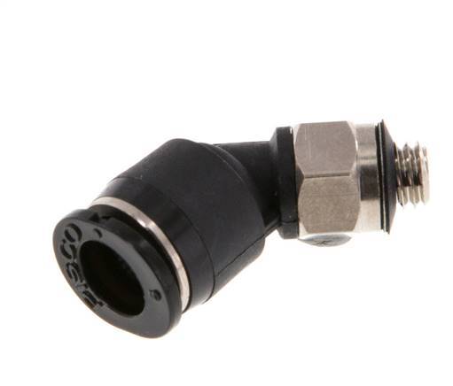 6mm x M 5 45deg Elbow Push-in Fitting with Male Threads Brass/PBT NBR Compact Design