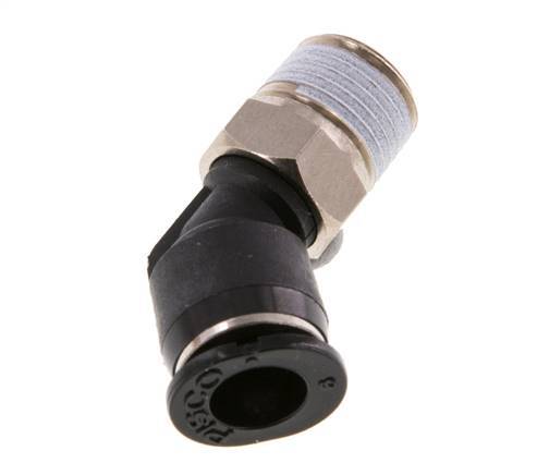 6mm x R1/8'' 45deg Elbow Push-in Fitting with Male Threads Brass/PBT NBR Compact Design