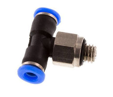 3mm x M 5 Inline Tee Push-in Fitting with Male Threads Brass/PBT NBR Rotatable Compact Design [2 Pieces]