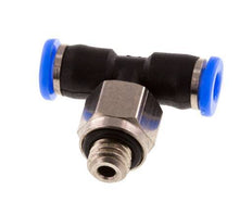 3mm x M 5 Inline Tee Push-in Fitting with Male Threads Brass/PBT NBR Rotatable Compact Design [2 Pieces]