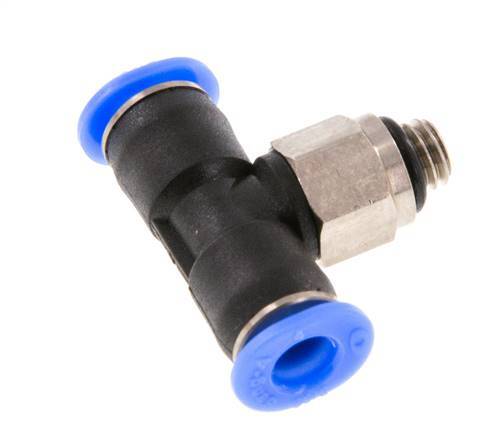 4mm x M 5 Inline Tee Push-in Fitting with Male Threads Brass/PBT NBR Rotatable Compact Design [2 Pieces]