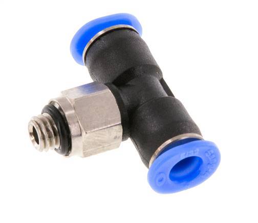 4mm x M 5 Inline Tee Push-in Fitting with Male Threads Brass/PBT NBR Rotatable Compact Design [2 Pieces]