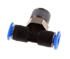 4mm x R1/8'' Inline Tee Push-in Fitting with Male Threads Brass/PBT NBR Rotatable Compact Design [2 Pieces]