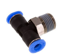 4mm x R1/8'' Inline Tee Push-in Fitting with Male Threads Brass/PBT NBR Rotatable Compact Design [2 Pieces]