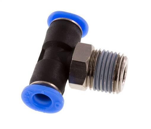 4mm x R1/8'' Inline Tee Push-in Fitting with Male Threads Brass/PBT NBR Rotatable Compact Design [2 Pieces]
