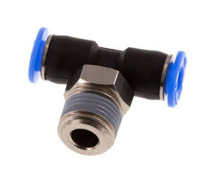 4mm x R1/8'' Inline Tee Push-in Fitting with Male Threads Brass/PBT NBR Rotatable Compact Design [2 Pieces]