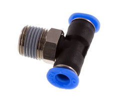 4mm x R1/8'' Inline Tee Push-in Fitting with Male Threads Brass/PBT NBR Rotatable Compact Design [2 Pieces]