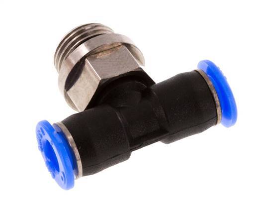 4mm x G1/8'' Inline Tee Push-in Fitting with Male Threads Brass/PBT NBR Rotatable Compact Design [2 Pieces]