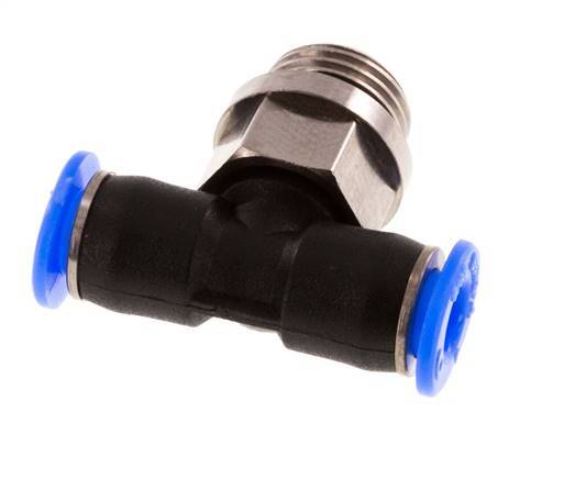 4mm x G1/8'' Inline Tee Push-in Fitting with Male Threads Brass/PBT NBR Rotatable Compact Design [2 Pieces]