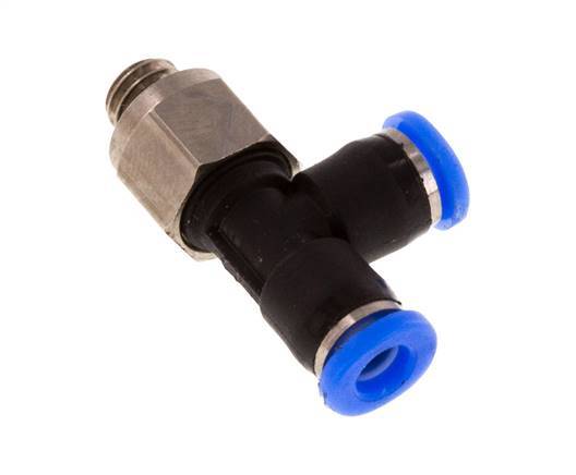 3mm x M 5 Right Angle Tee Push-in Fitting with Male Threads Brass/PBT NBR Rotatable Compact Design [2 Pieces]