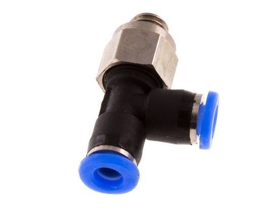 3mm x M 5 Right Angle Tee Push-in Fitting with Male Threads Brass/PBT NBR Rotatable Compact Design [2 Pieces]