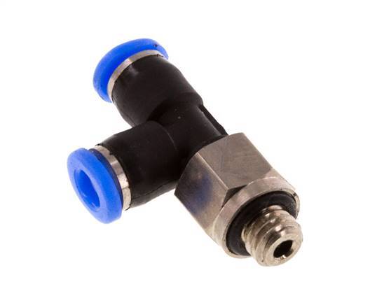 3mm x M 5 Right Angle Tee Push-in Fitting with Male Threads Brass/PBT NBR Rotatable Compact Design [2 Pieces]