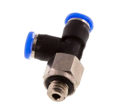 3mm x M 5 Right Angle Tee Push-in Fitting with Male Threads Brass/PBT NBR Rotatable Compact Design [2 Pieces]