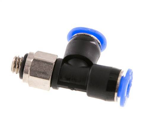 4mm x M 5 Right Angle Tee Push-in Fitting with Male Threads Brass/PBT NBR Rotatable Compact Design [2 Pieces]