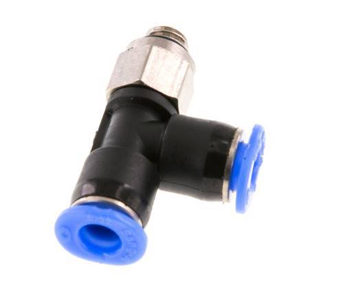 4mm x M 5 Right Angle Tee Push-in Fitting with Male Threads Brass/PBT NBR Rotatable Compact Design [2 Pieces]