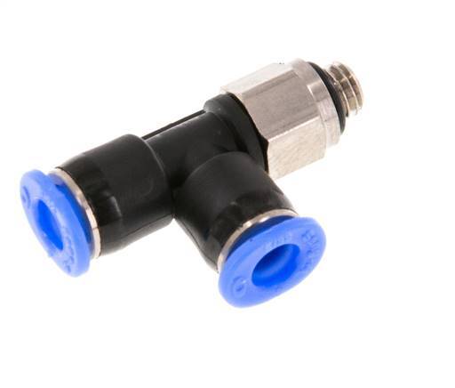 4mm x M 5 Right Angle Tee Push-in Fitting with Male Threads Brass/PBT NBR Rotatable Compact Design [2 Pieces]