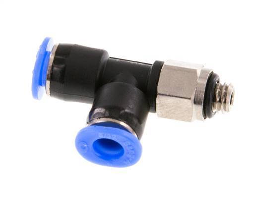 4mm x M 5 Right Angle Tee Push-in Fitting with Male Threads Brass/PBT NBR Rotatable Compact Design [2 Pieces]