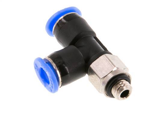 4mm x M 5 Right Angle Tee Push-in Fitting with Male Threads Brass/PBT NBR Rotatable Compact Design [2 Pieces]