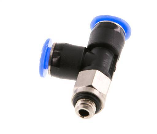4mm x M 5 Right Angle Tee Push-in Fitting with Male Threads Brass/PBT NBR Rotatable Compact Design [2 Pieces]