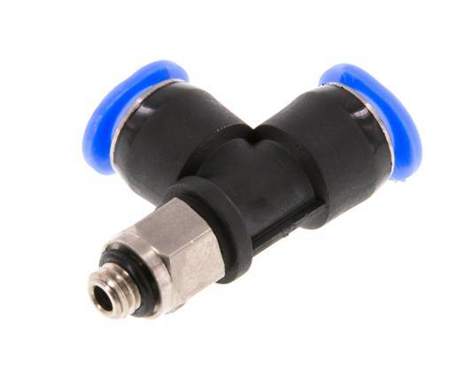 6mm x M 5 Right Angle Tee Push-in Fitting with Male Threads Brass/PBT NBR Rotatable Compact Design [2 Pieces]