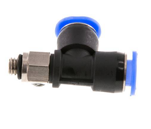6mm x M 5 Right Angle Tee Push-in Fitting with Male Threads Brass/PBT NBR Rotatable Compact Design [2 Pieces]