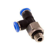 3mm x M 6 Right Angle Tee Push-in Fitting with Male Threads Brass/PBT NBR Rotatable Compact Design [2 Pieces]