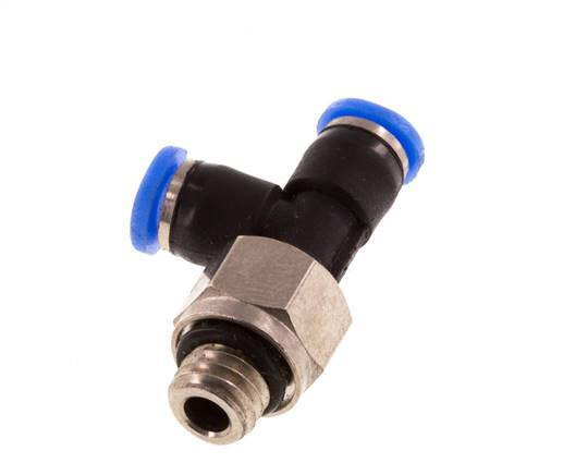 3mm x M 6 Right Angle Tee Push-in Fitting with Male Threads Brass/PBT NBR Rotatable Compact Design [2 Pieces]