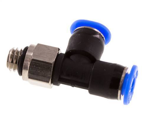 4mm x M 6 Right Angle Tee Push-in Fitting with Male Threads Brass/PBT NBR Rotatable Compact Design [2 Pieces]