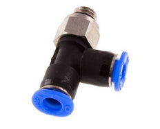 4mm x M 6 Right Angle Tee Push-in Fitting with Male Threads Brass/PBT NBR Rotatable Compact Design [2 Pieces]